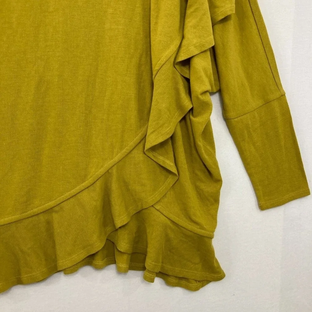 New Chelsea & Theodore Large‎ Turtle Neck Ruffle Dolman Sleeve Knit Sweater